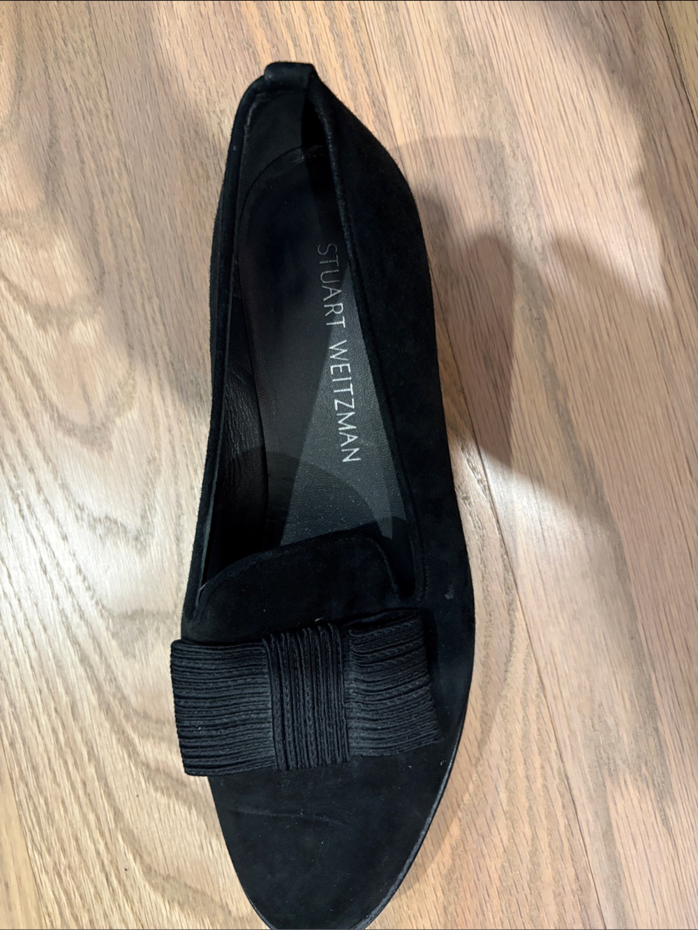 Stuart Weitzman Atabow Black Suede Bow Ballet Flat